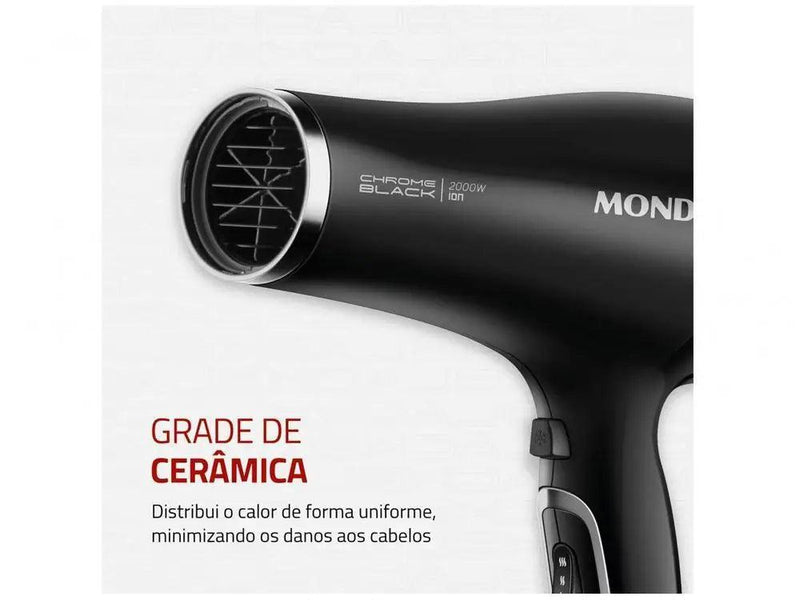 Secador de Cabelo Cromado Preto SCN-04